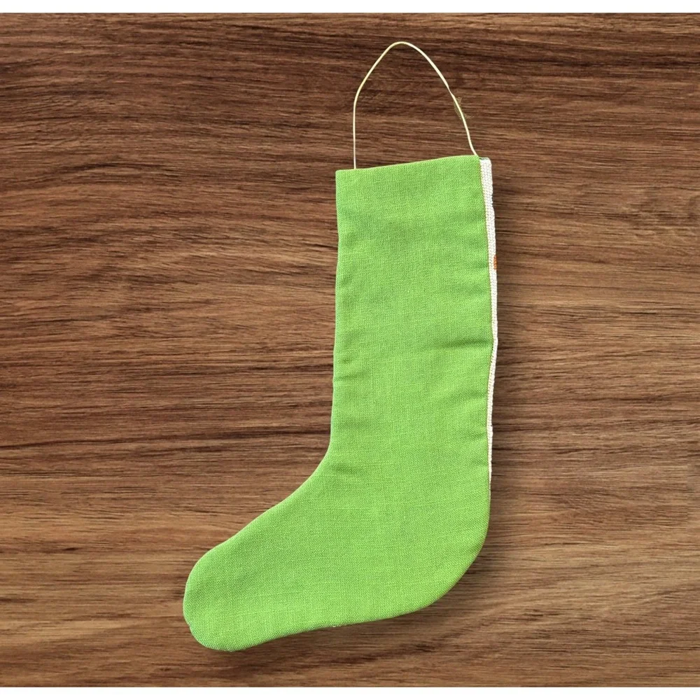 Handmade Needlepoint Christmas Stocking Folk Art Scandi‎ Pennylvania Dutch Retro